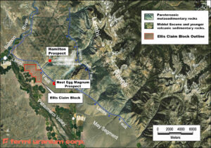 Ellis uranium project with surrounding projects.